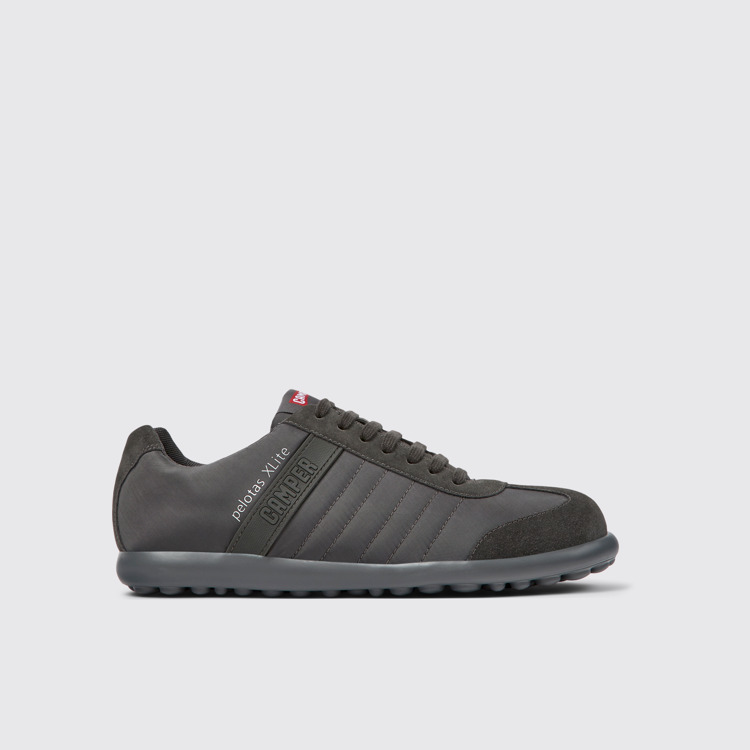 Side view of Pelotas XLite Gray textile and nubuck shoes for men