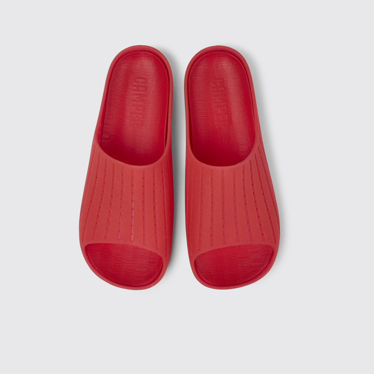 Overhead view of Wabi Red monomaterial sandals for men