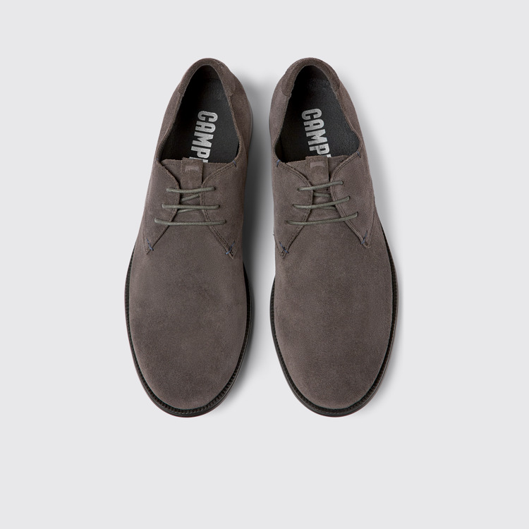 Overhead view of Mil Brown-gray nubuck shoes for men