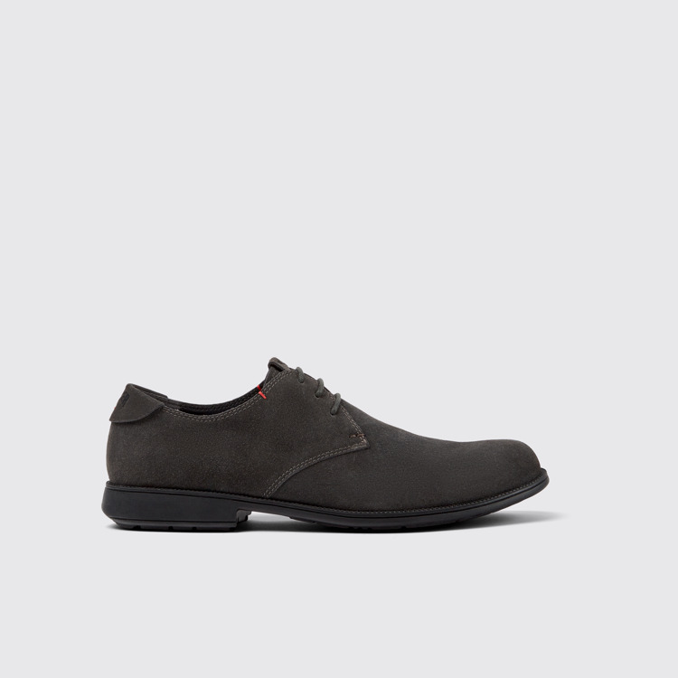 Side view of Mil Brown-gray nubuck shoes for men