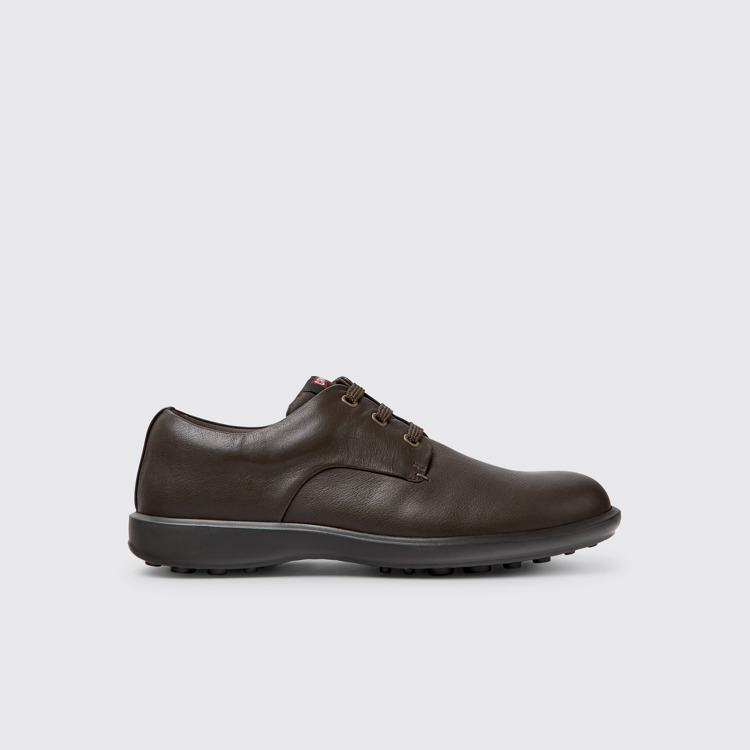 Side view of Atom Work Dark brown blucher shoes for men