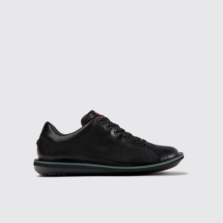 Side view of Beetle Black leather shoes for men