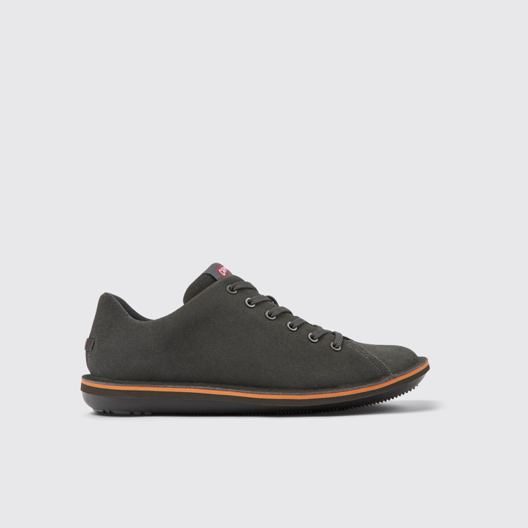 Side view of Beetle Dark gray nubuck shoes for men