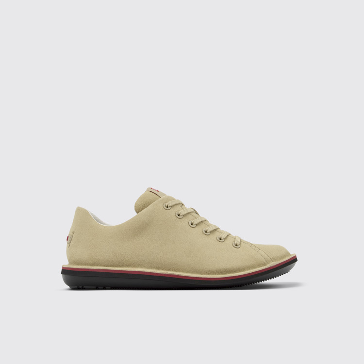 Side view of Beetle Beige Leather Shoe for Men