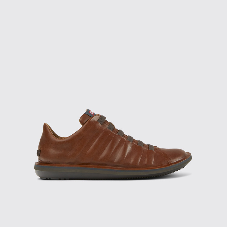 Side view of Beetle Brown Leather Men's Shoes.