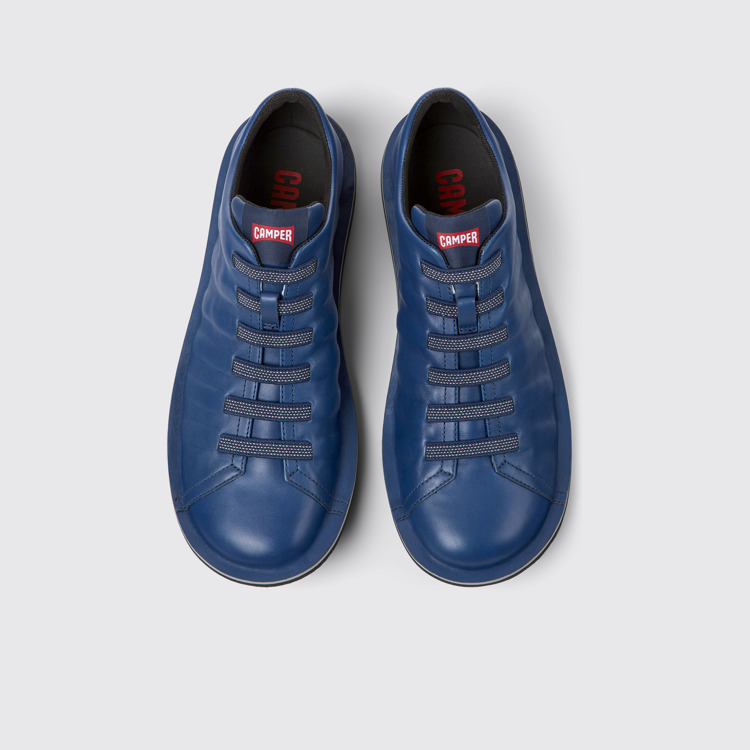 Overhead view of Beetle Blue leather shoes for men