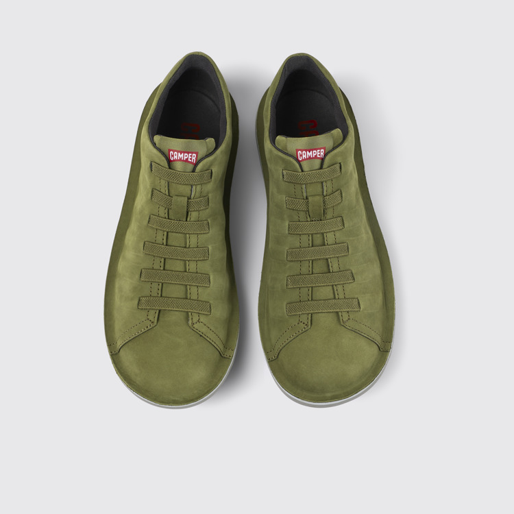 Overhead view of Beetle Green Nubuck Low Sneaker for Men