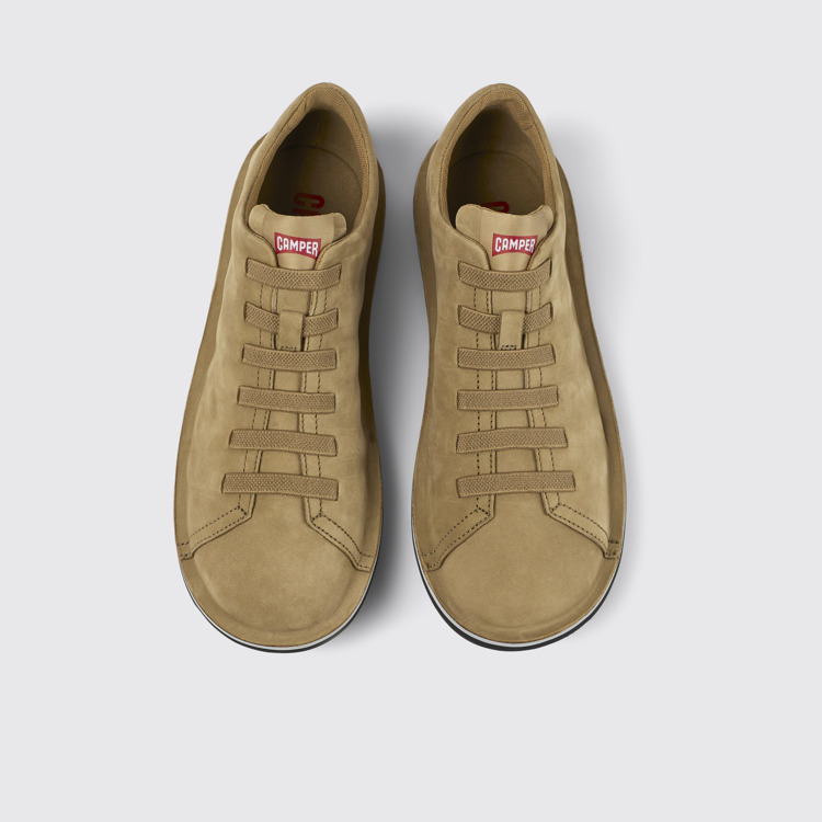 Overhead view of Beetle Brown Nubuck Low Sneaker for Men