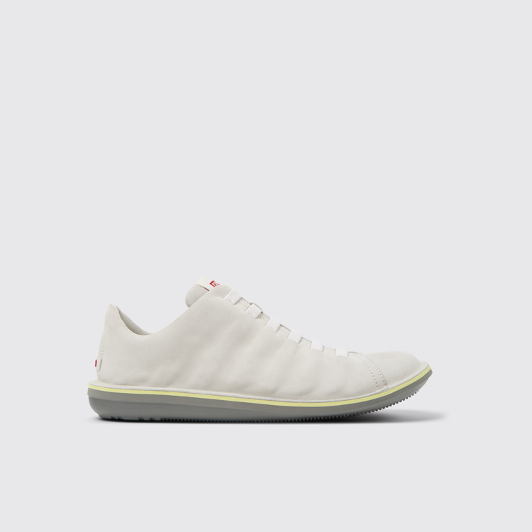 Beetle White Nubuck Shoes for Men.側面