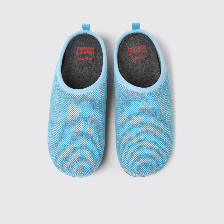 Overhead view of Wabi Blue wool and viscose slippers for men