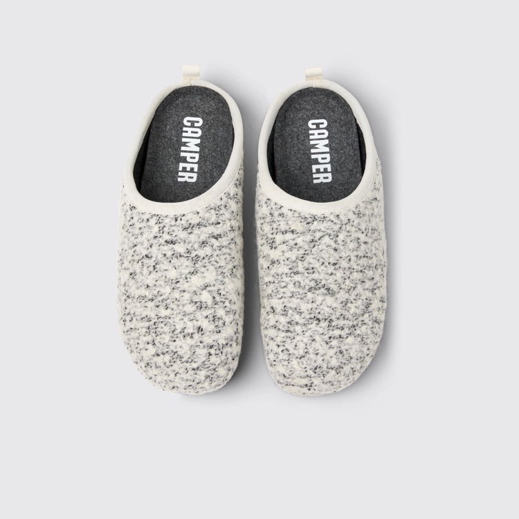 Overhead view of Wabi White and black Slippers for Men