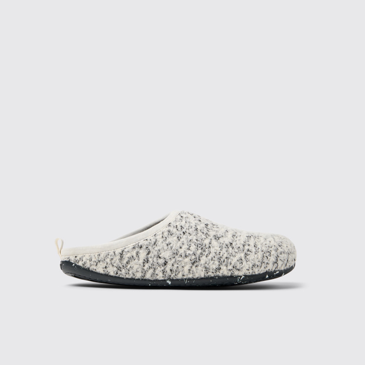 Side view of Wabi White and black Slippers for Men