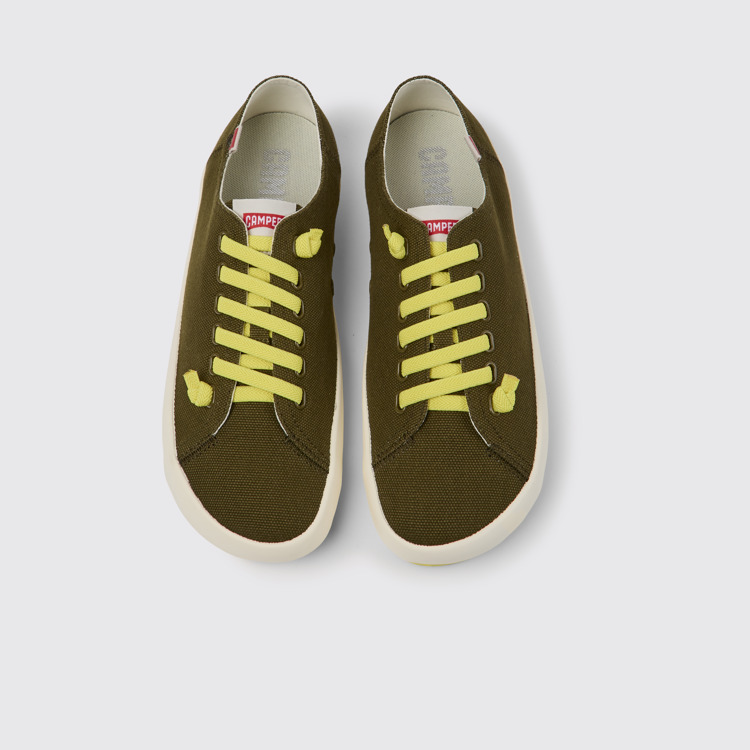 Overhead view of Peu Rambla Green recycled cotton sneakers for men