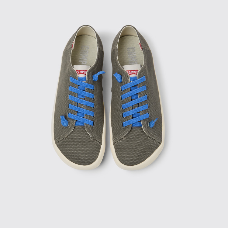 Overhead view of Peu Rambla Grey recycled cotton sneakers for men