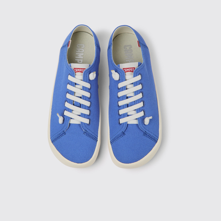 Overhead view of Peu Rambla Blue recycled cotton sneakers for men