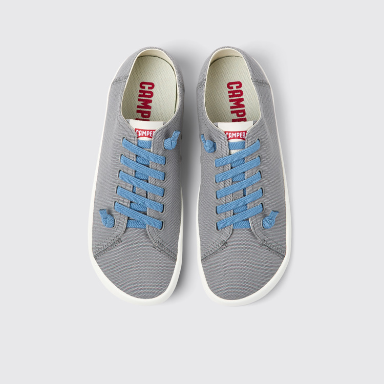 Overhead view of Peu Rambla Gray textile sneakers for men