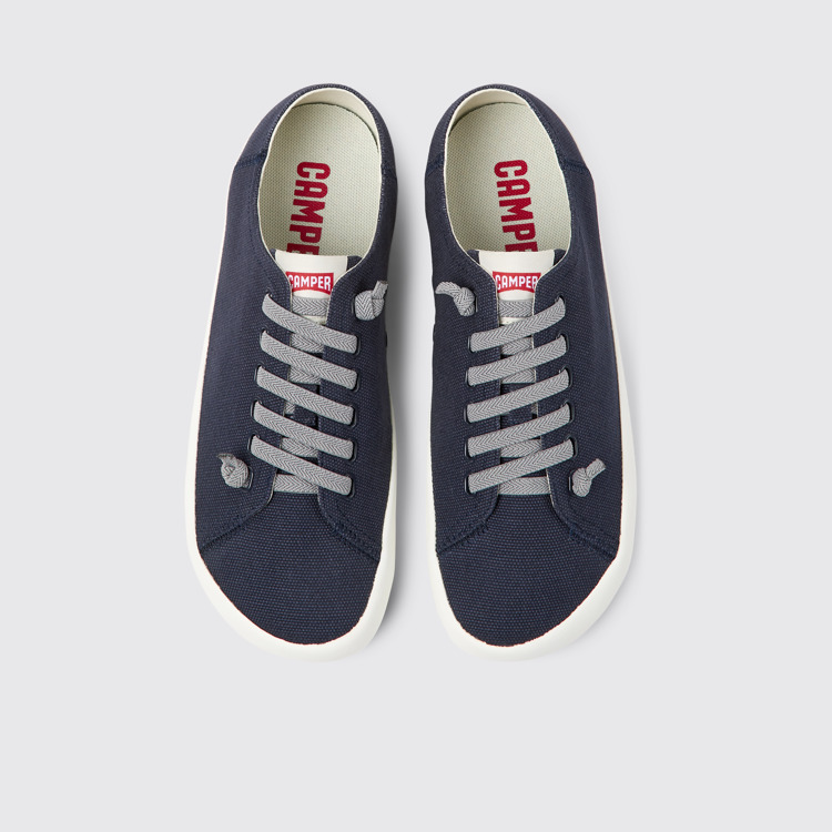 Overhead view of Peu Rambla Blue textile sneakers for men