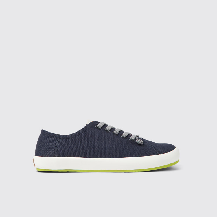 Side view of Peu Rambla Blue textile sneakers for men