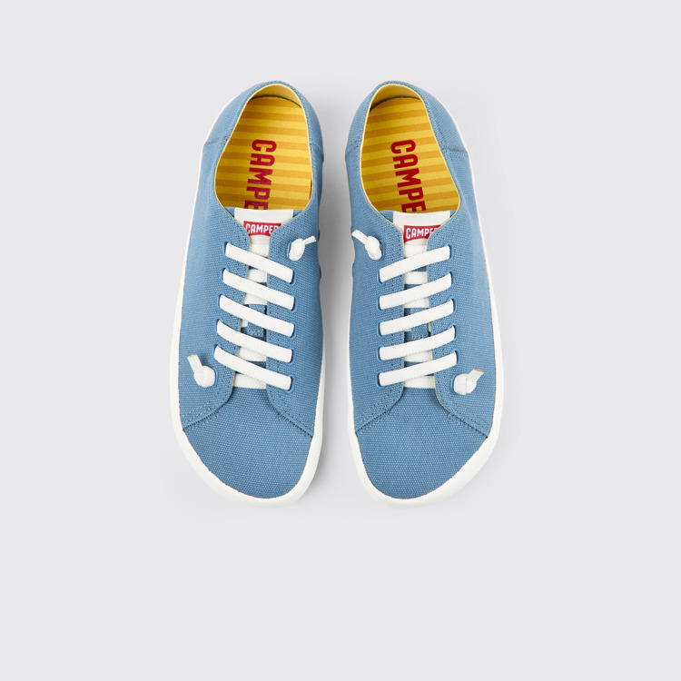 Overhead view of Peu Rambla Blue textile sneakers for men