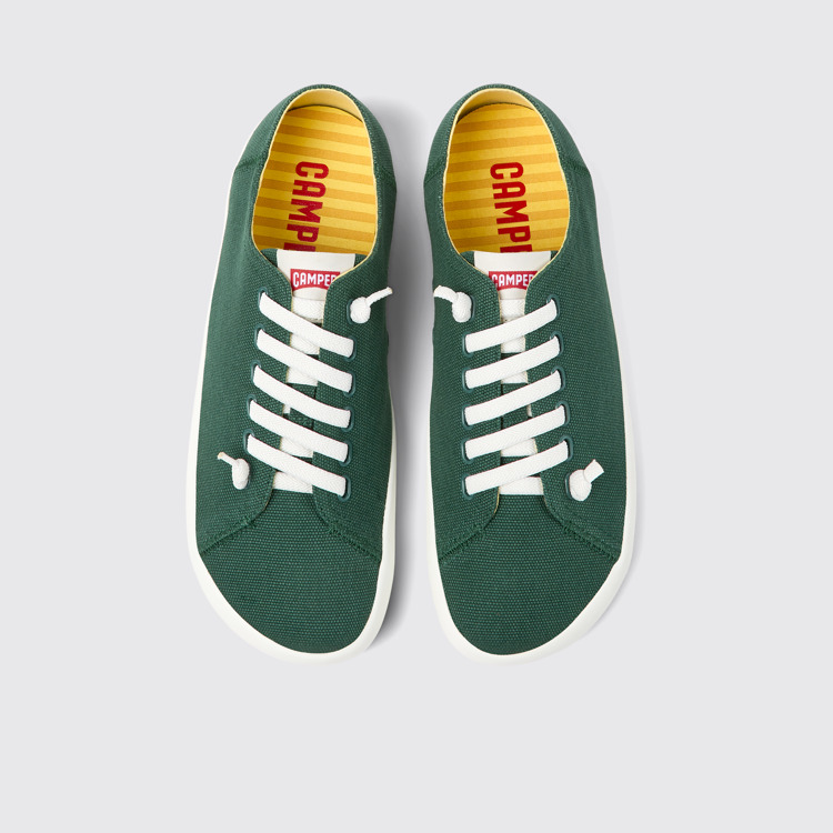 Overhead view of Peu Rambla Green textile sneakers for men