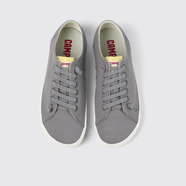 Overhead view of Peu Rambla Gray Textile Sneaker for Men