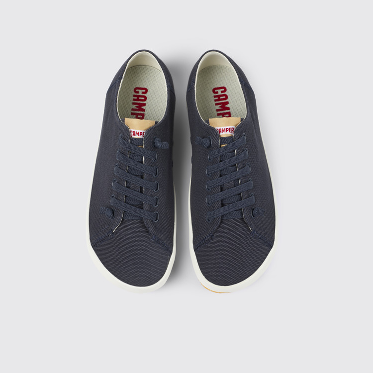 Overhead view of Peu Rambla Blue Textile Sneaker for Men