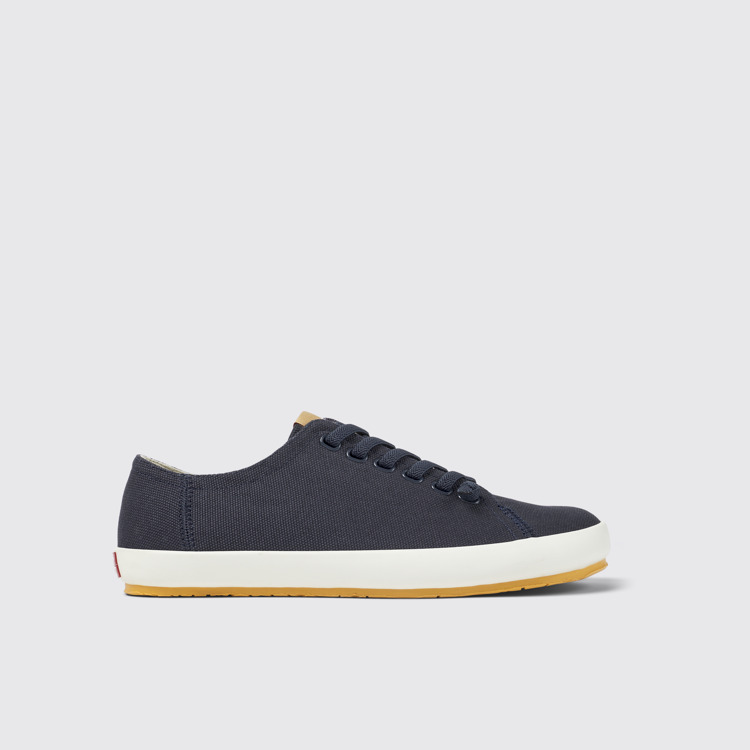 Side view of Peu Rambla Blue Textile Sneaker for Men