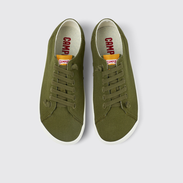 Overhead view of Peu Rambla Green Textile Sneaker for Men