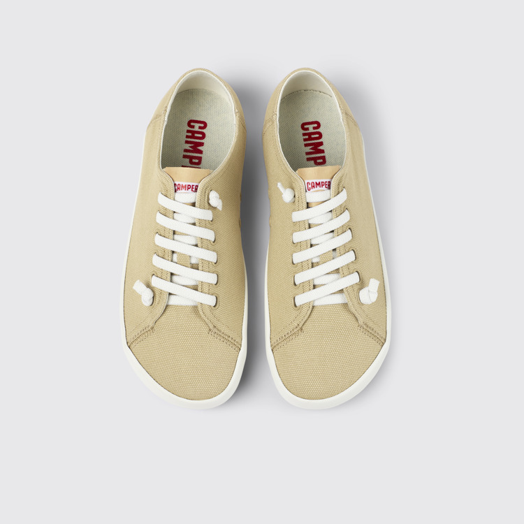 Overhead view of Peu Rambla Beige Textile Sneaker for Men