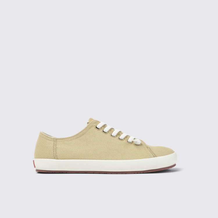 Side view of Peu Rambla Beige Textile Sneaker for Men