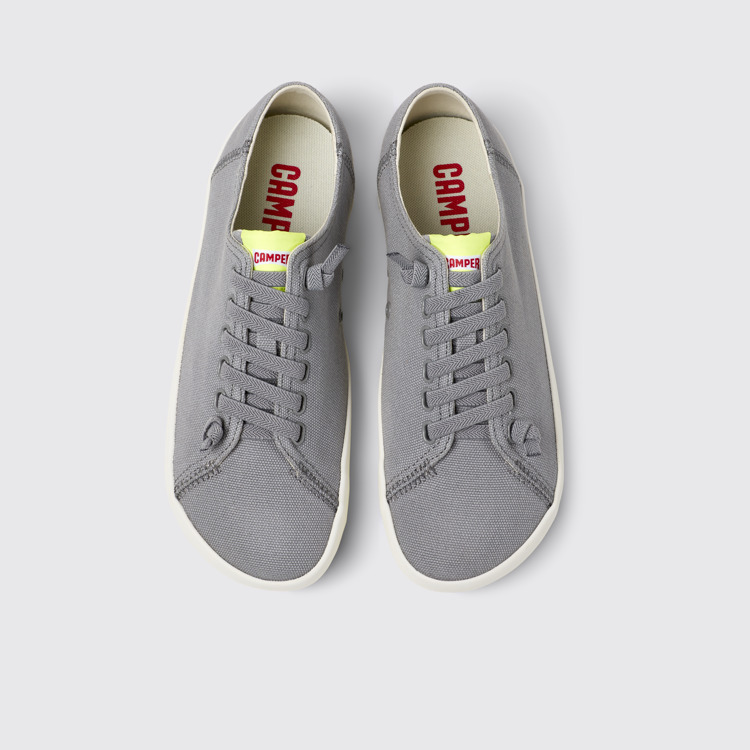 Overhead view of Peu Rambla Gray Recycled Cotton Sneakers for Men.