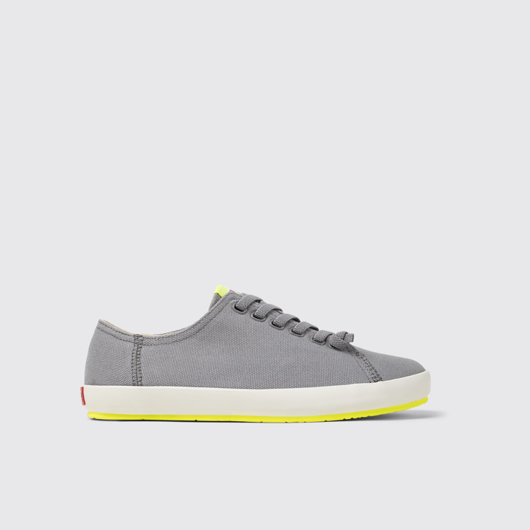 Side view of Peu Rambla Gray Recycled Cotton Sneakers for Men.