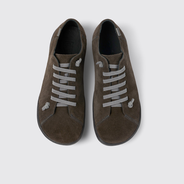 Overhead view of Peu Gray nubuck shoes for women