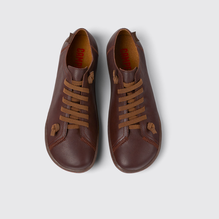 Overhead view of Peu Brown leather shoes for women