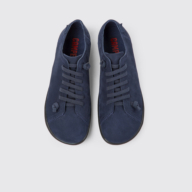 Overhead view of Peu Blue nubuck shoes for women