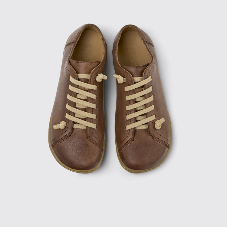 Overhead view of Peu Brown Leather Shoes for Women.