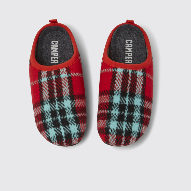 Overhead view of Wabi Printed recycled cotton women’s slippers