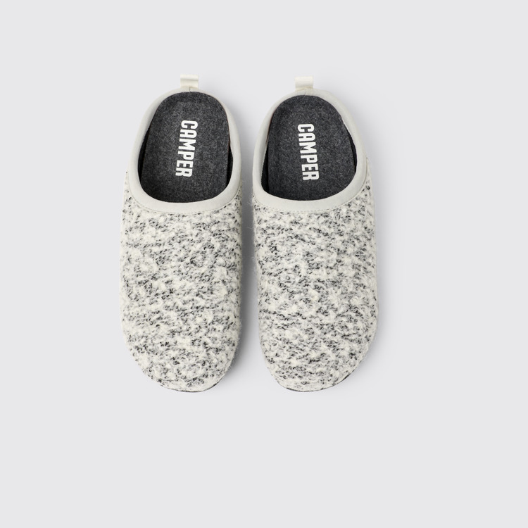 Overhead view of Wabi White and black Slippers for Women