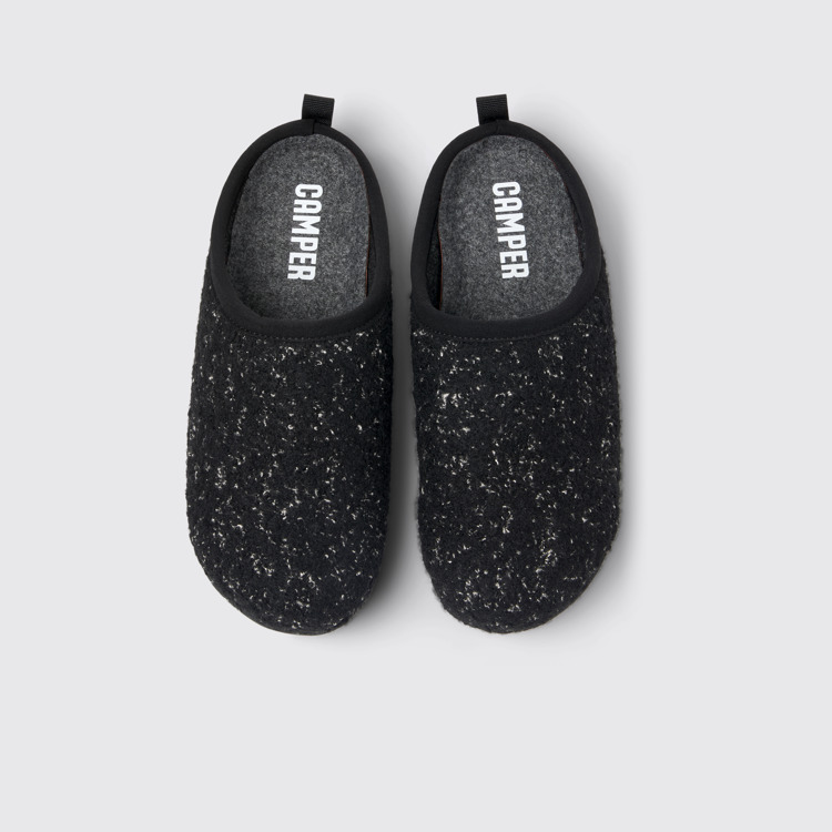 Overhead view of Wabi Black and white Slippers for Women