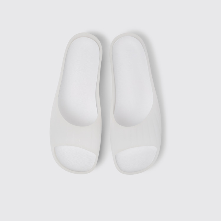 Overhead view of Wabi White monomaterial sandals for women