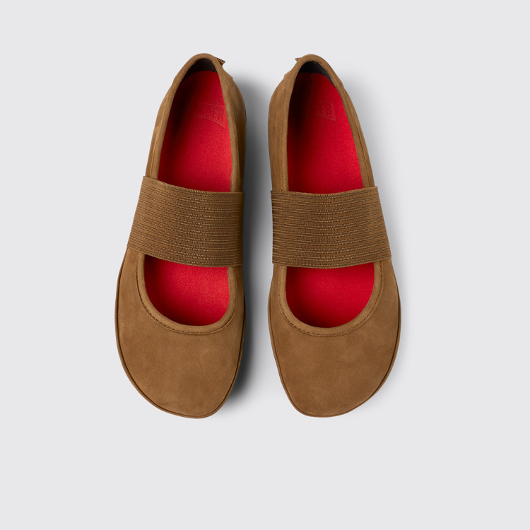 Overhead view of Right Brown nubuck ballerinas for women