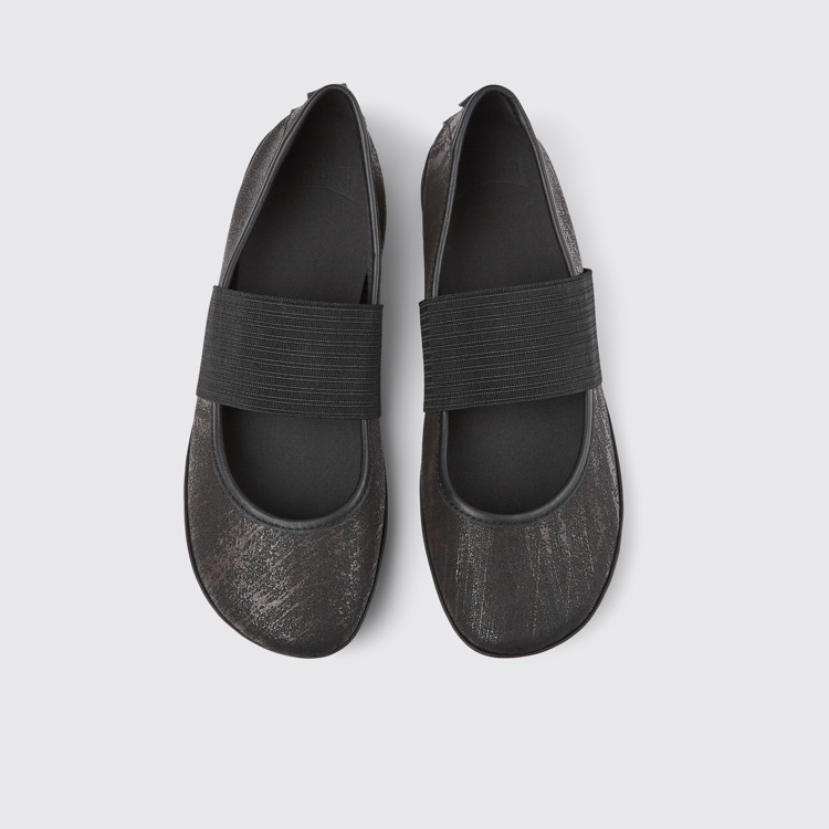 Overhead view of Right Black nubuck ballerinas for women