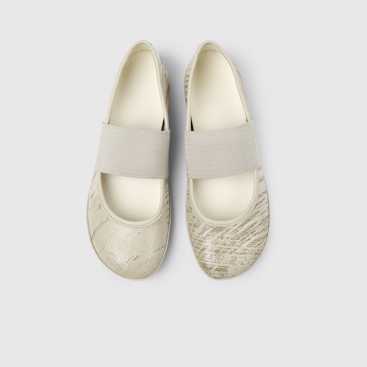 Overhead view of Right Light gray nubuck ballerinas for women