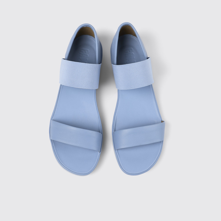 Overhead view of Right Blue Leather Sandal for Women