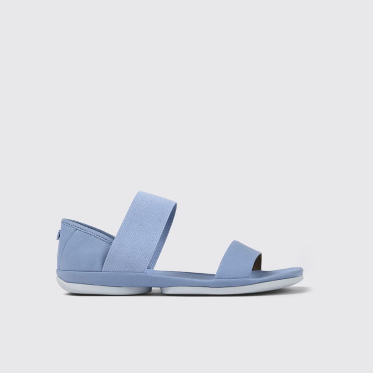 Side view of Right Blue Leather Sandal for Women