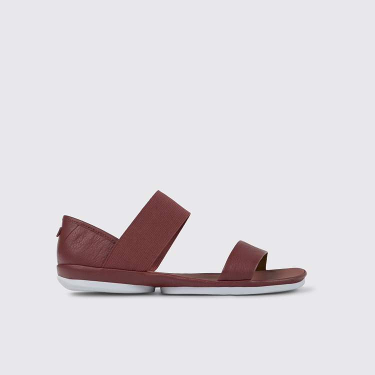 Side view of Right Red Leather Sandal for Women