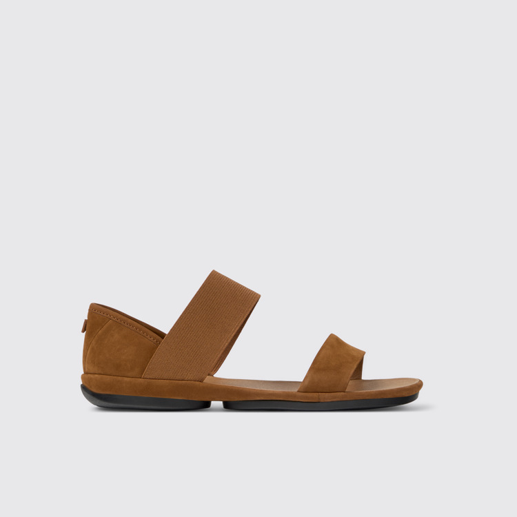 Side view of Right Brown Nubuck Sandals for Women.