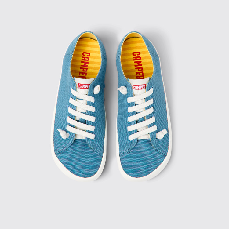 Overhead view of Peu Rambla Blue textile sneakers for women