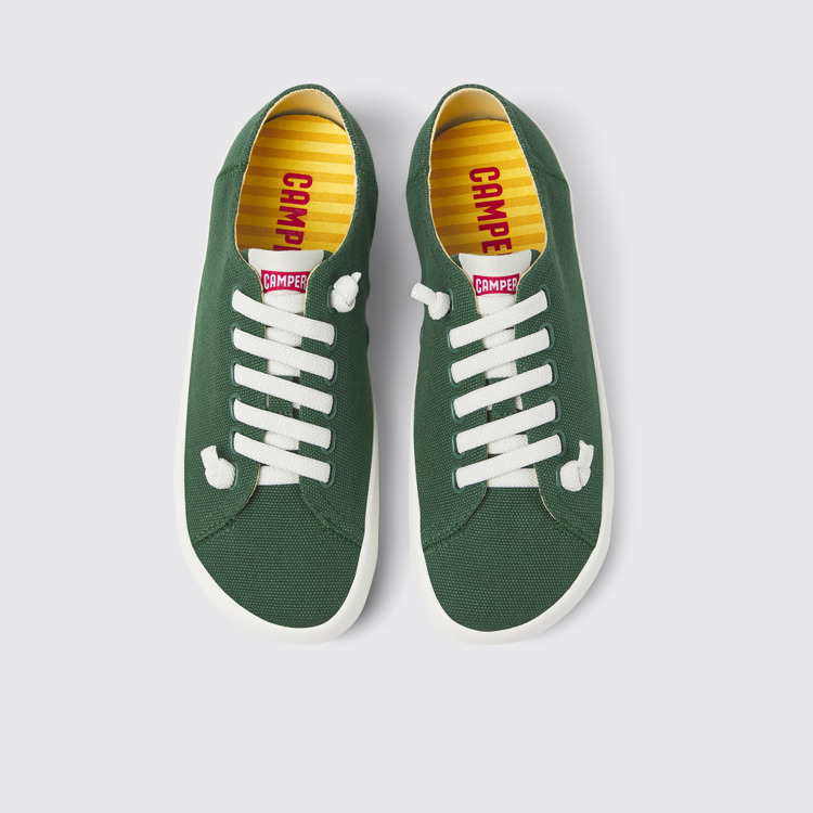 Overhead view of Peu Rambla Green textile sneakers for women