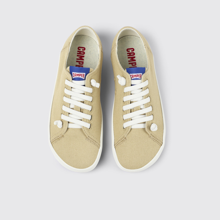 Overhead view of Peu Rambla Beige Textile Sneaker for Women